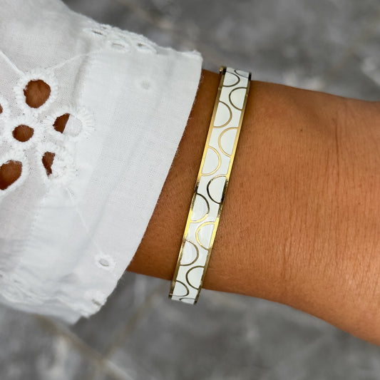Bracelet Jonc Design Blanc - Demi Cercle
