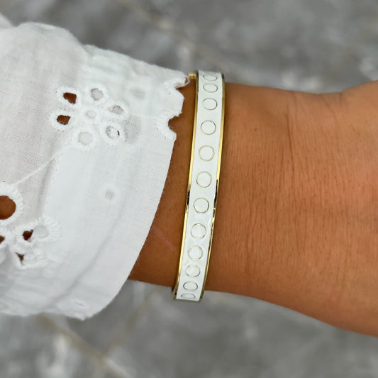 Bracelet Jonc Design Blanc - Ronds