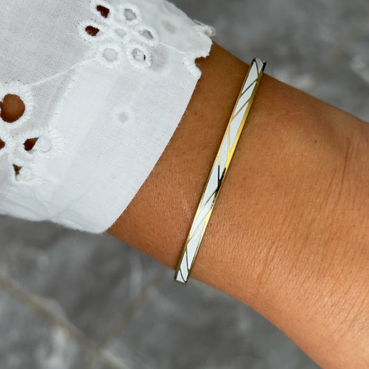 Bracelet Jonc Design Blanc - Ligne Fin