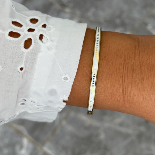Bracelet Jonc Design Blanc - Losange Fin