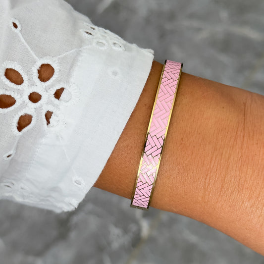 Bracelet Jonc Design Rose - Tressé