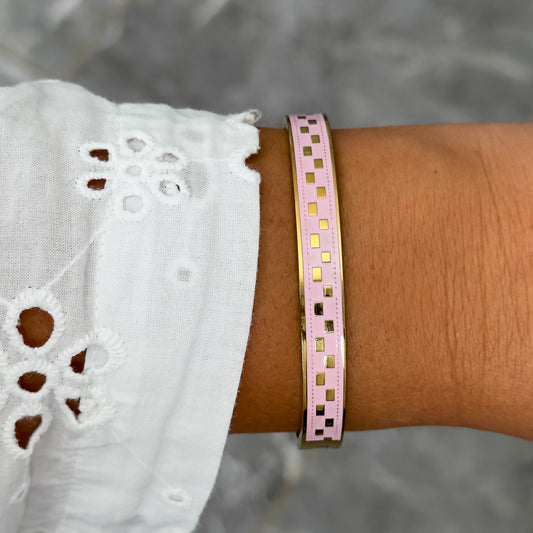 Bracelet Jonc Design Rose - Damier