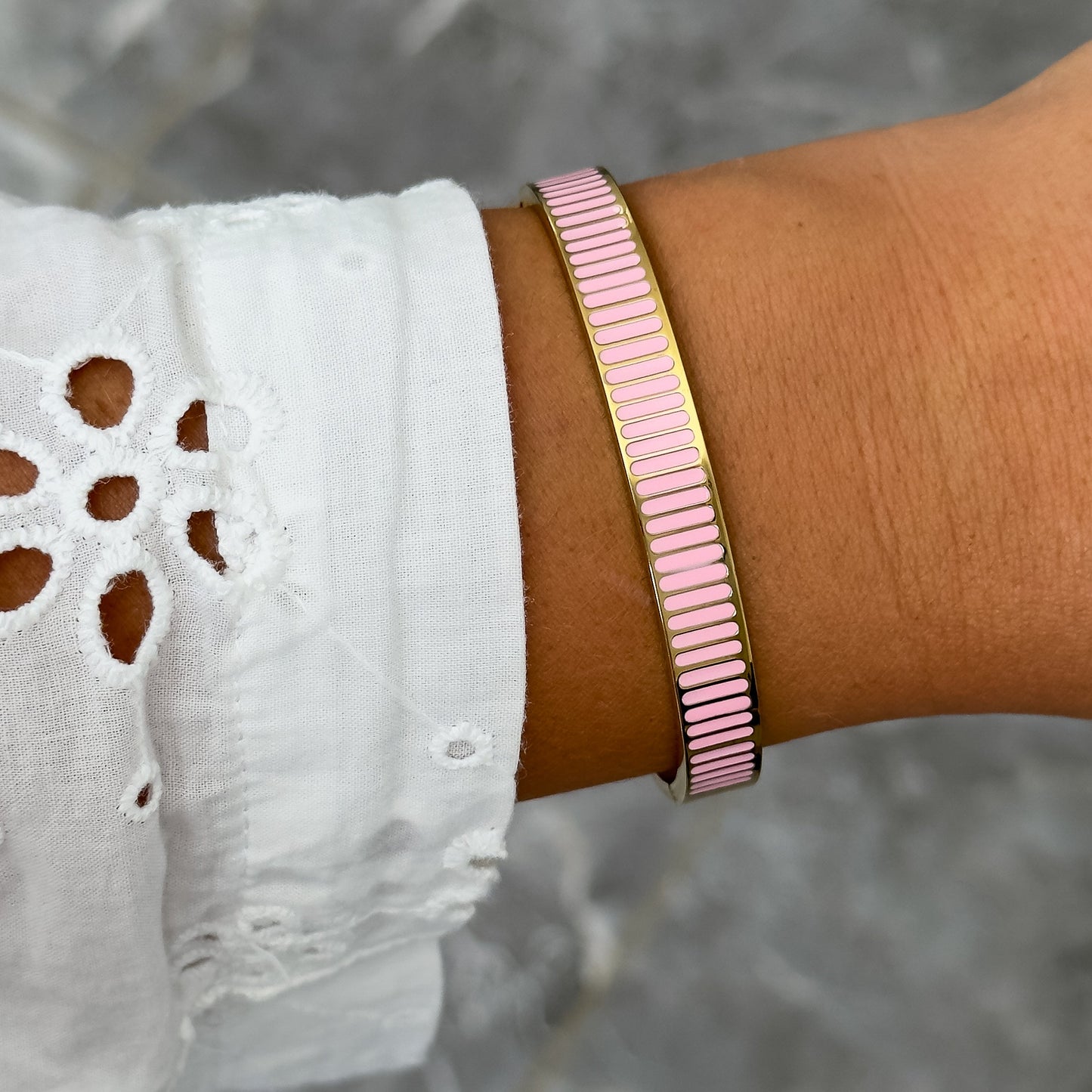 Bracelet Jonc Design Rose - Rayures