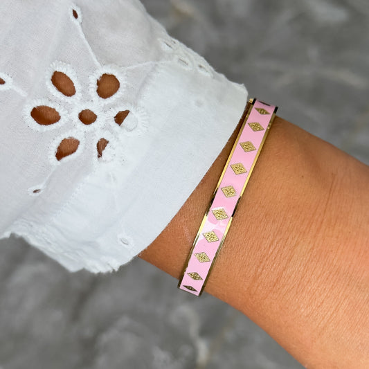 Bracelet Jonc Design Rose - Losange