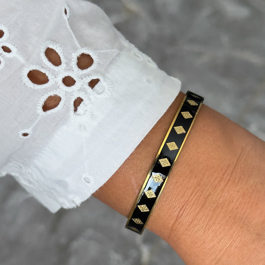 Bracelet Jonc Design Noir - Losange