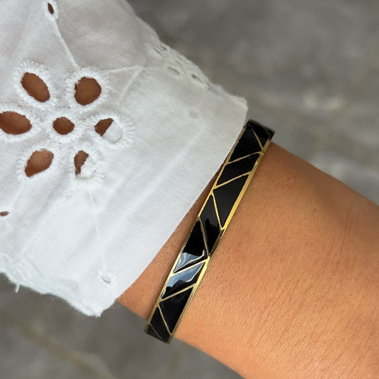 Bracelet Jonc Design Noir - Ligne