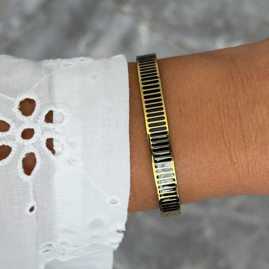 Bracelet Jonc Design Noir - Rayures