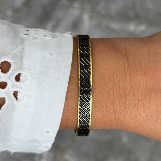 Bracelet Jonc Design Noir - Tressé