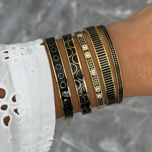 Bracelet Jonc Design Noir - Demi Cercle