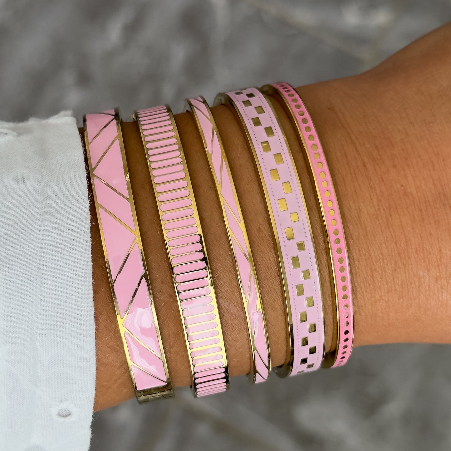 Bracelet Jonc Design Rose - Damier