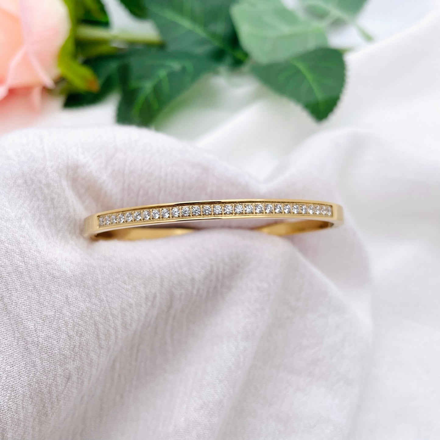 Bracelet jonc Strass doré