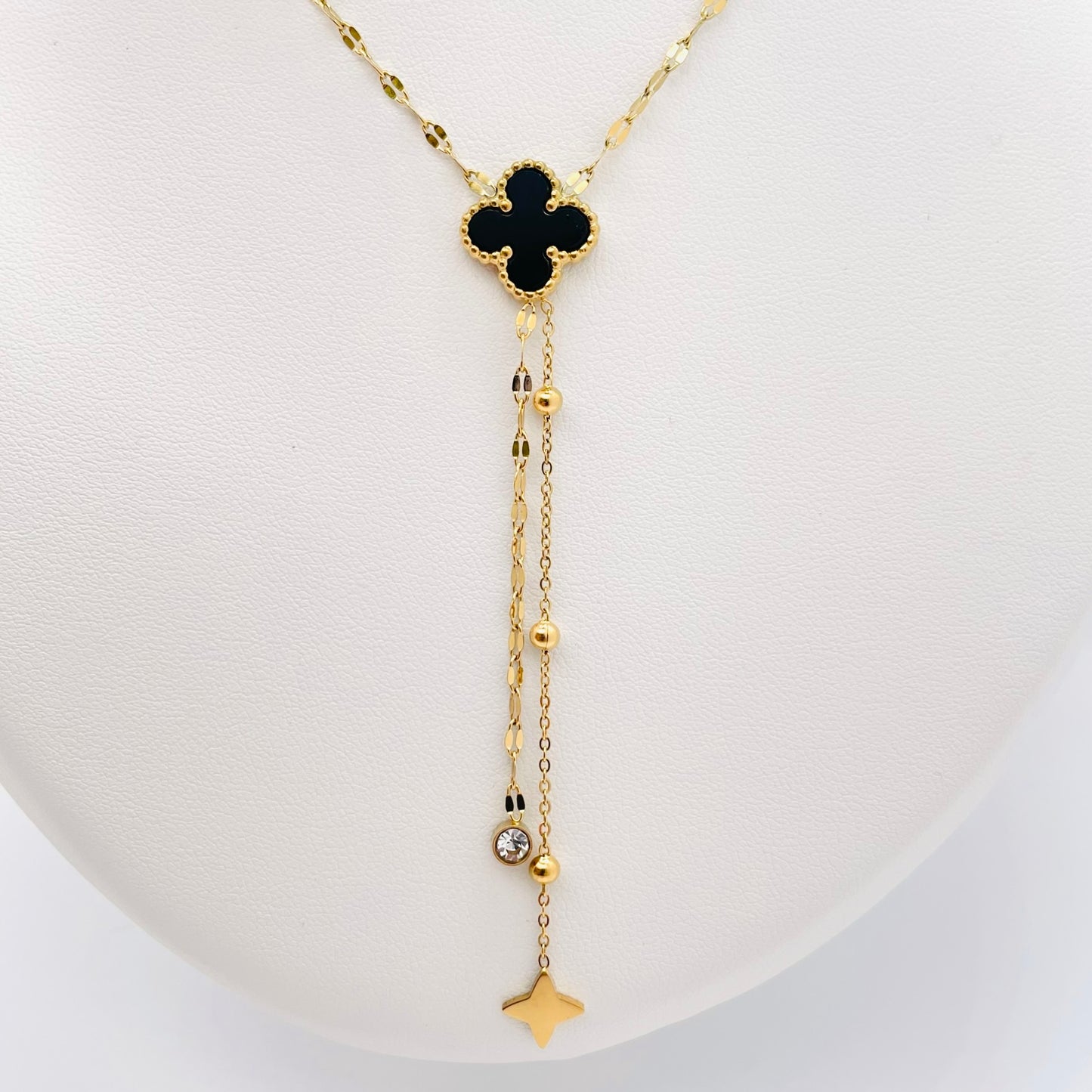 Collier Trèfle Adele recto verso rouge/noir