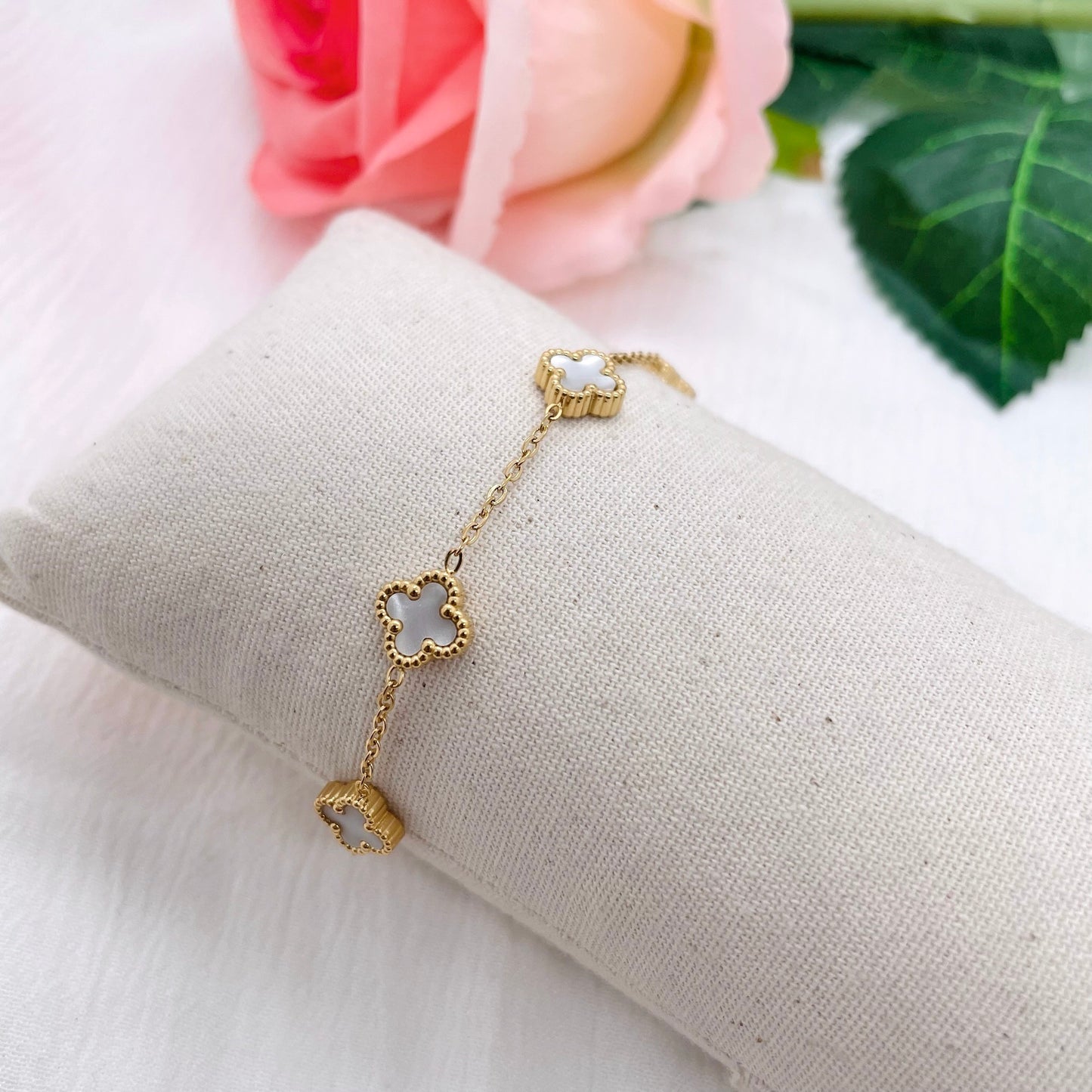Bracelet Trèfle Maelya blanc