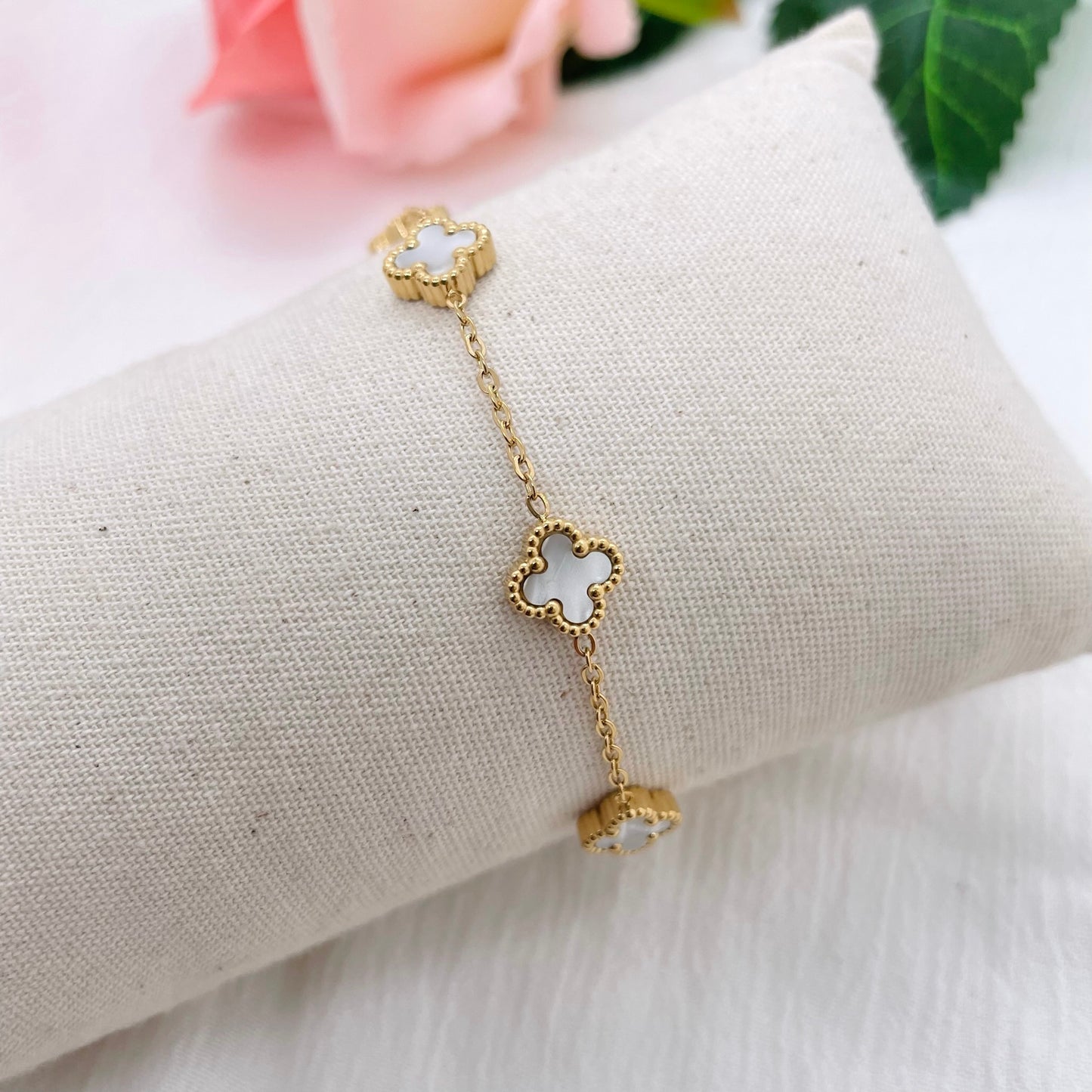 Bracelet Trèfle Maelya blanc