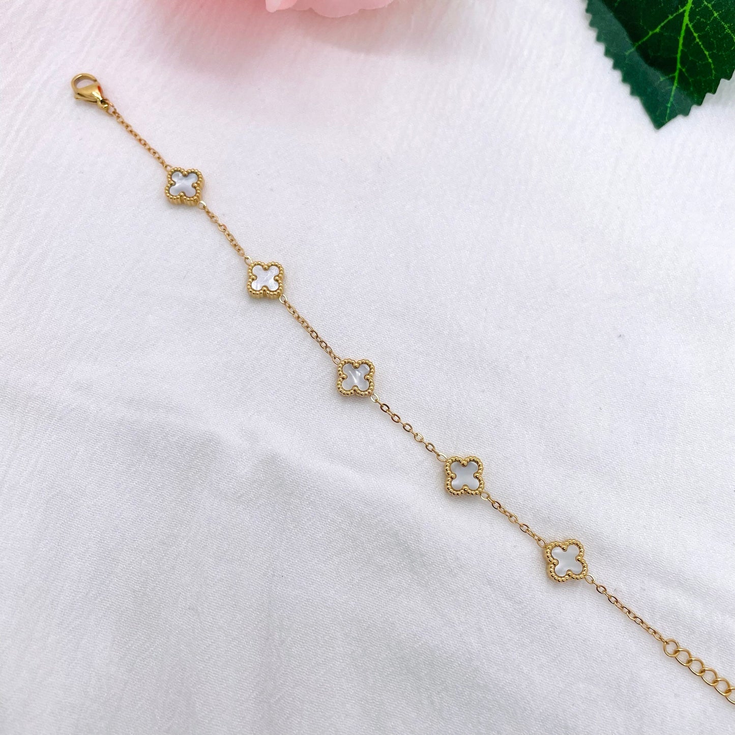 Bracelet Trèfle Maelya blanc