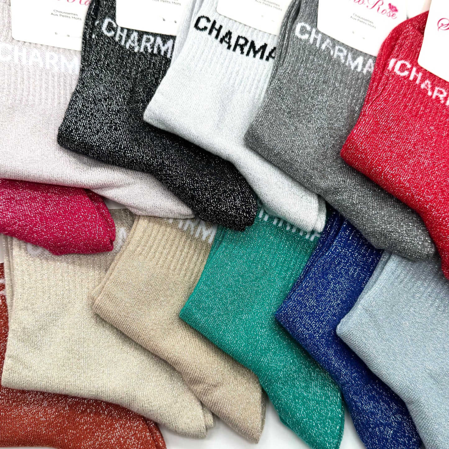 Chaussettes à Paillettes à Message " Charmante "