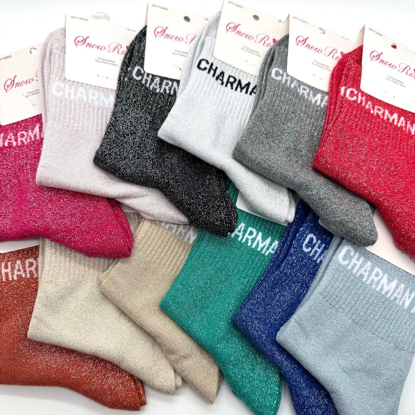 Chaussettes à Paillettes à Message " Charmante "
