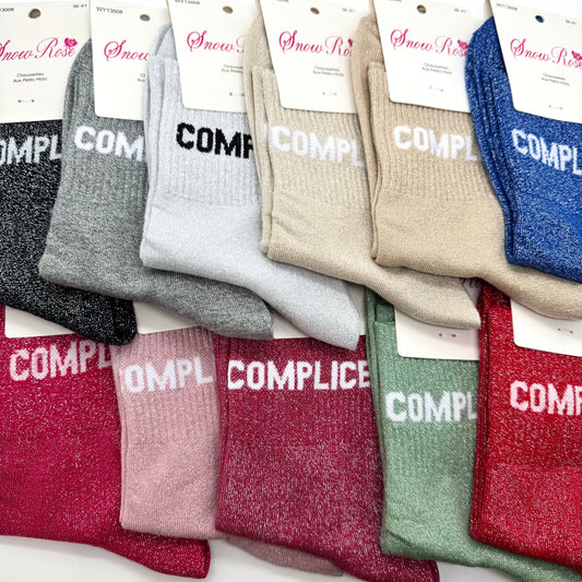 Chaussettes à Paillettes à Message " Complice "