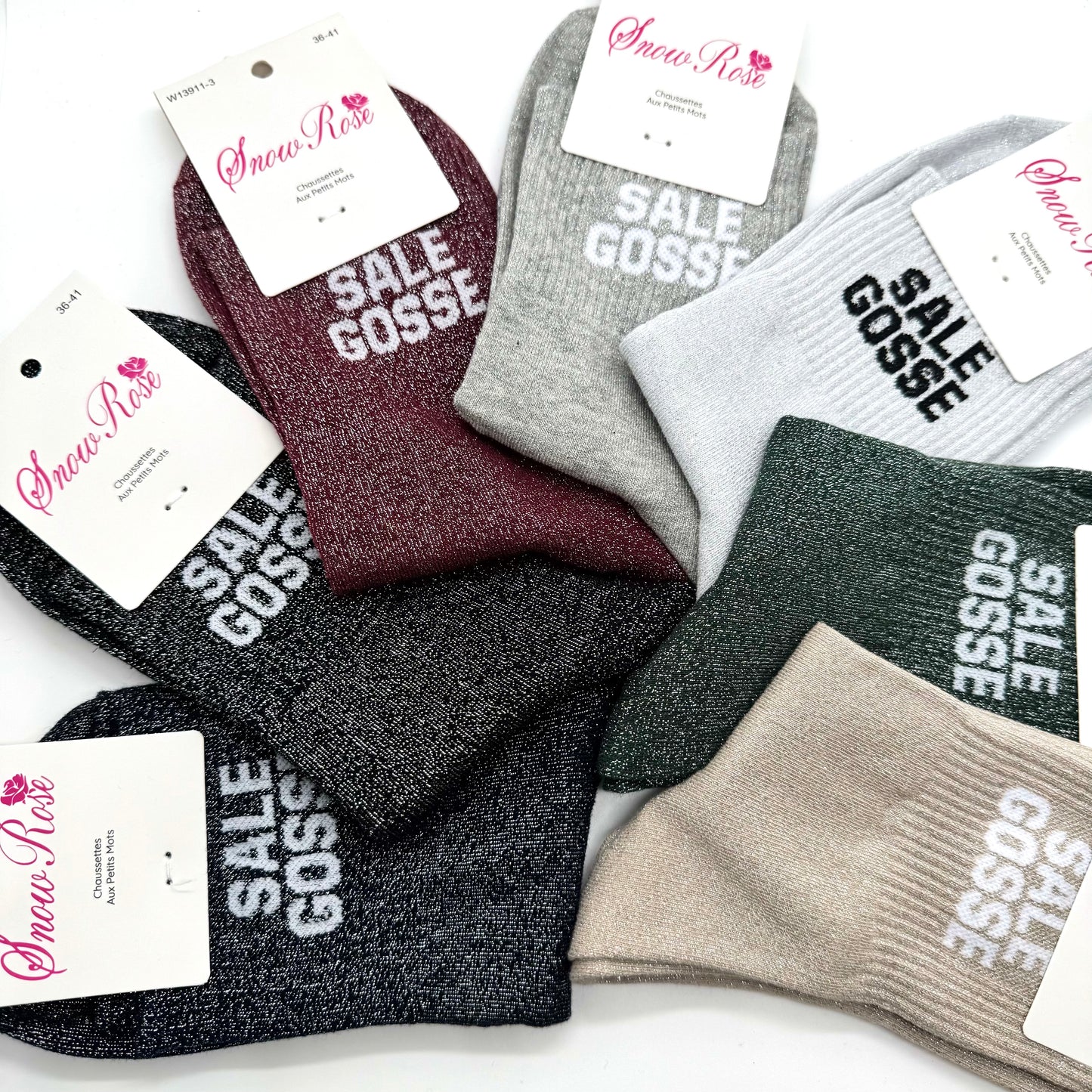 Chaussettes à Paillettes à Message " SALE GOSSE "