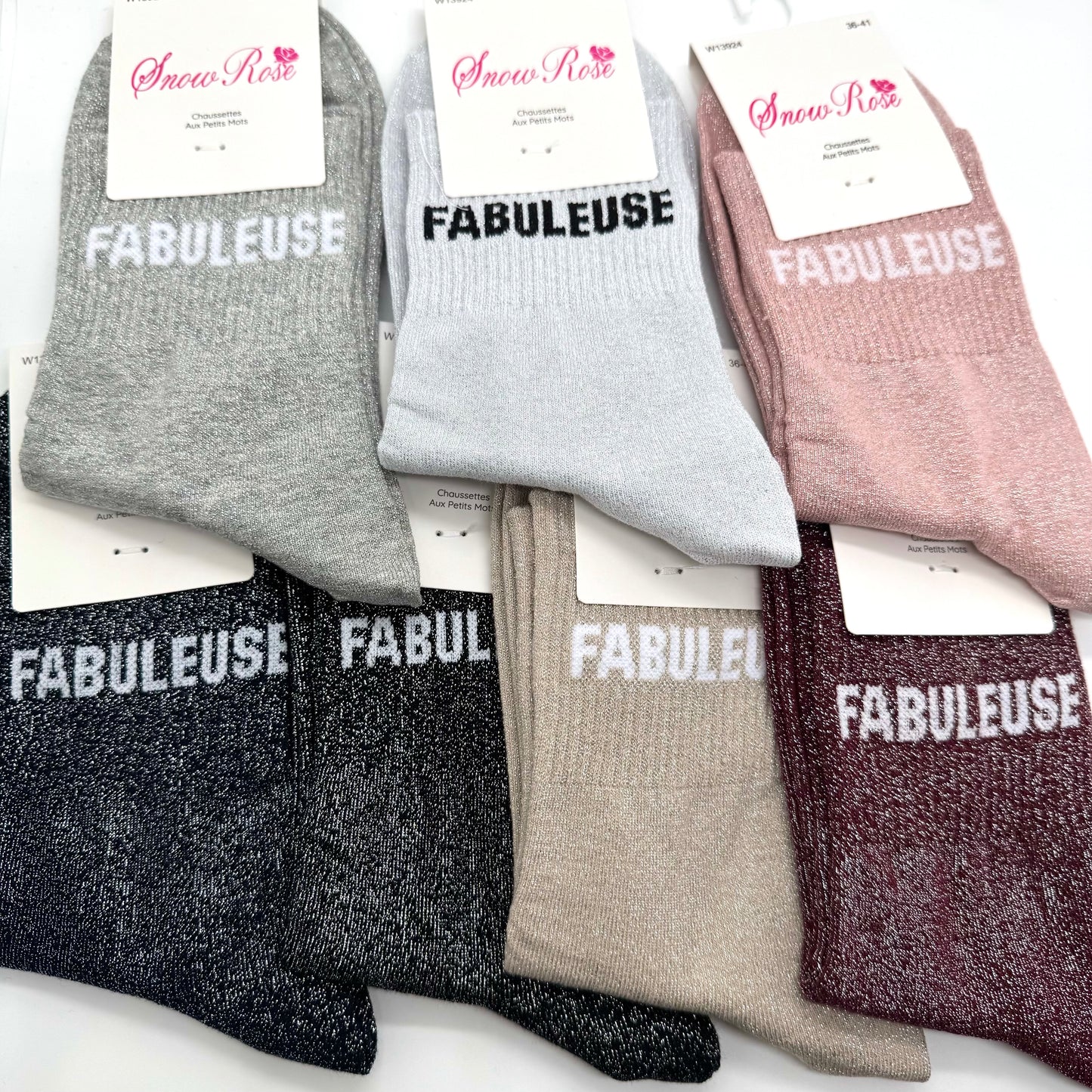 Chaussettes à Paillettes à Message "Fabuleuse"