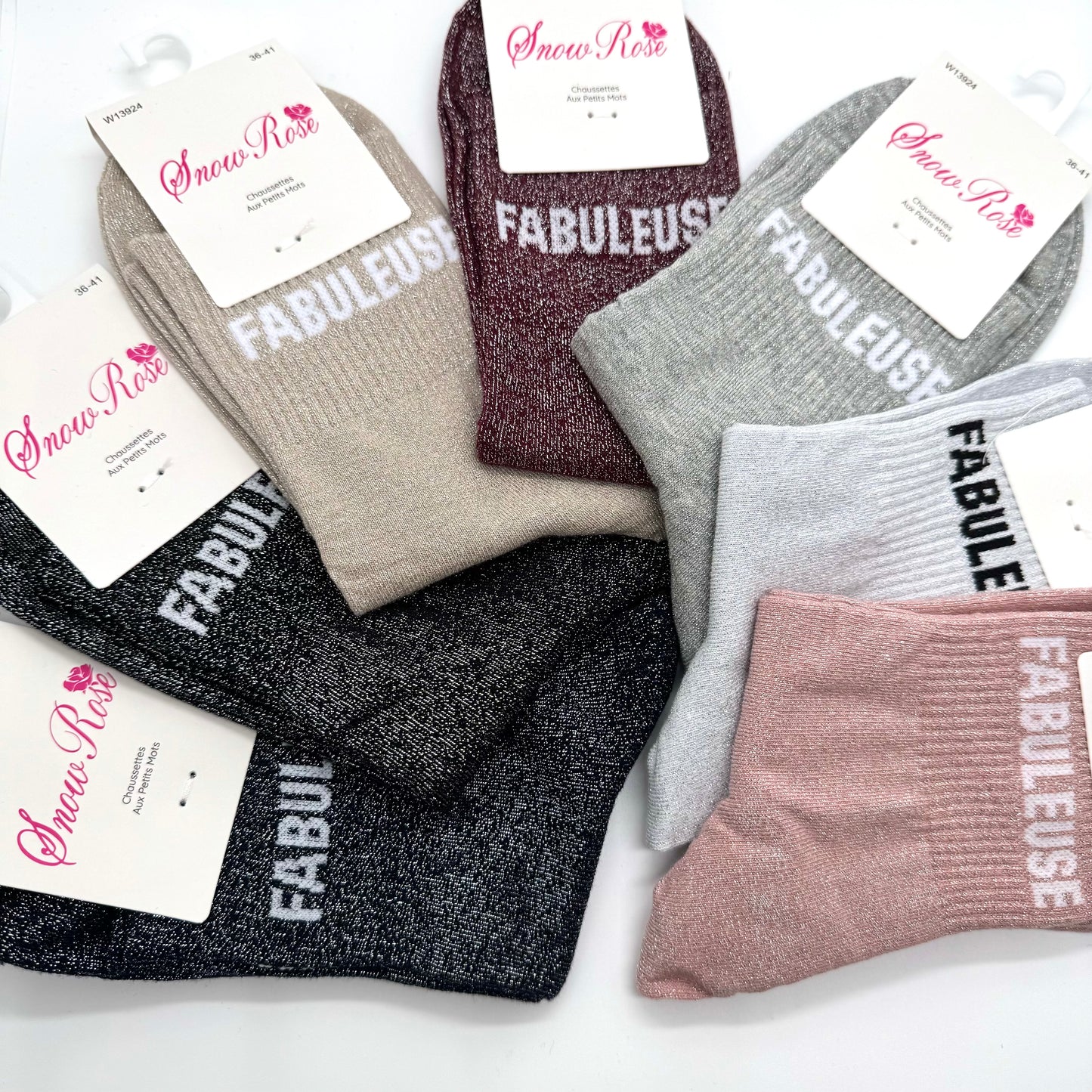 Chaussettes à Paillettes à Message "Fabuleuse"