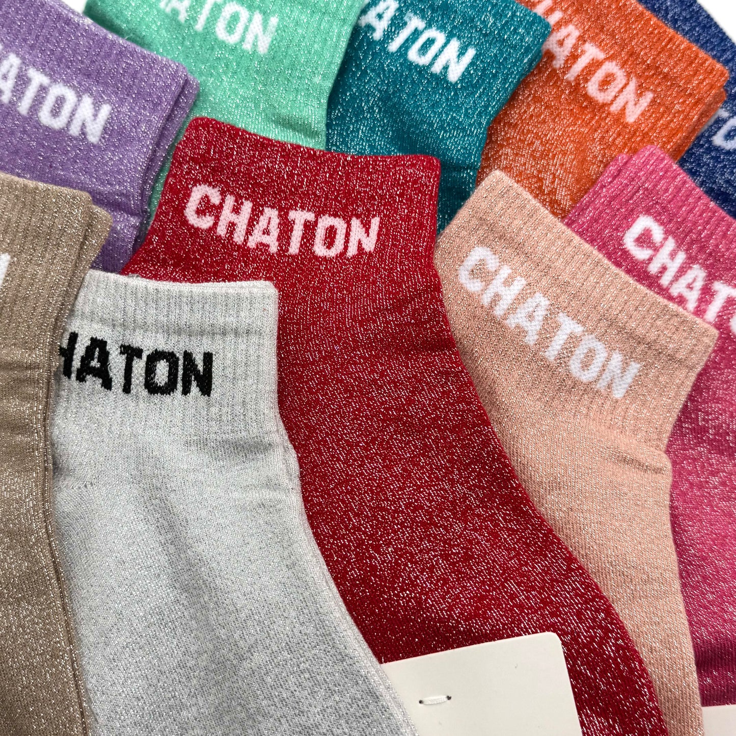 Chaussettes Socquettes à Paillettes à Message " Chaton "