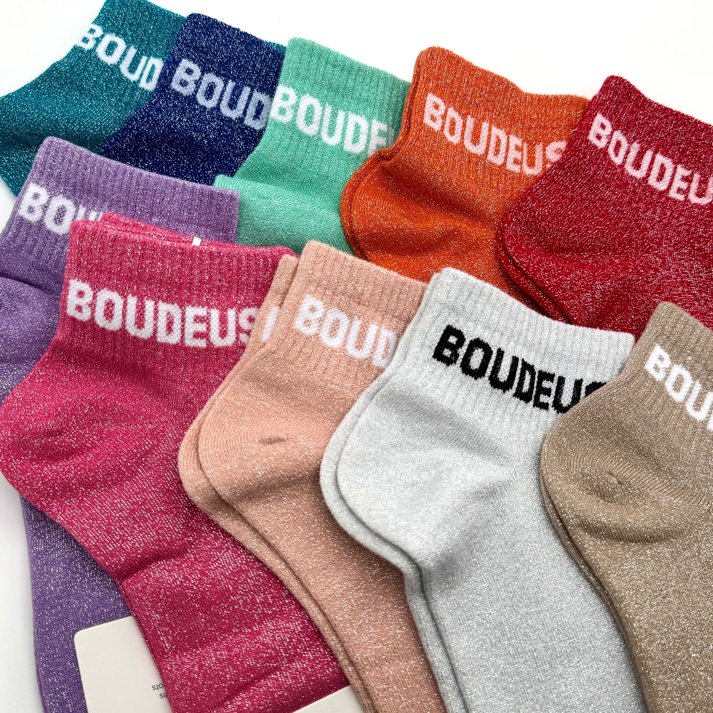 Chaussettes Socquettes à Paillettes à Message " Boudeuse "