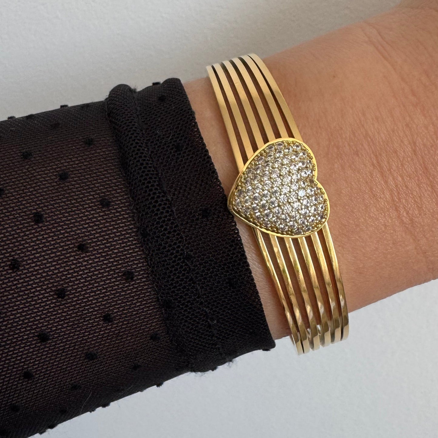 Bracelet Jonc Coeur Strass