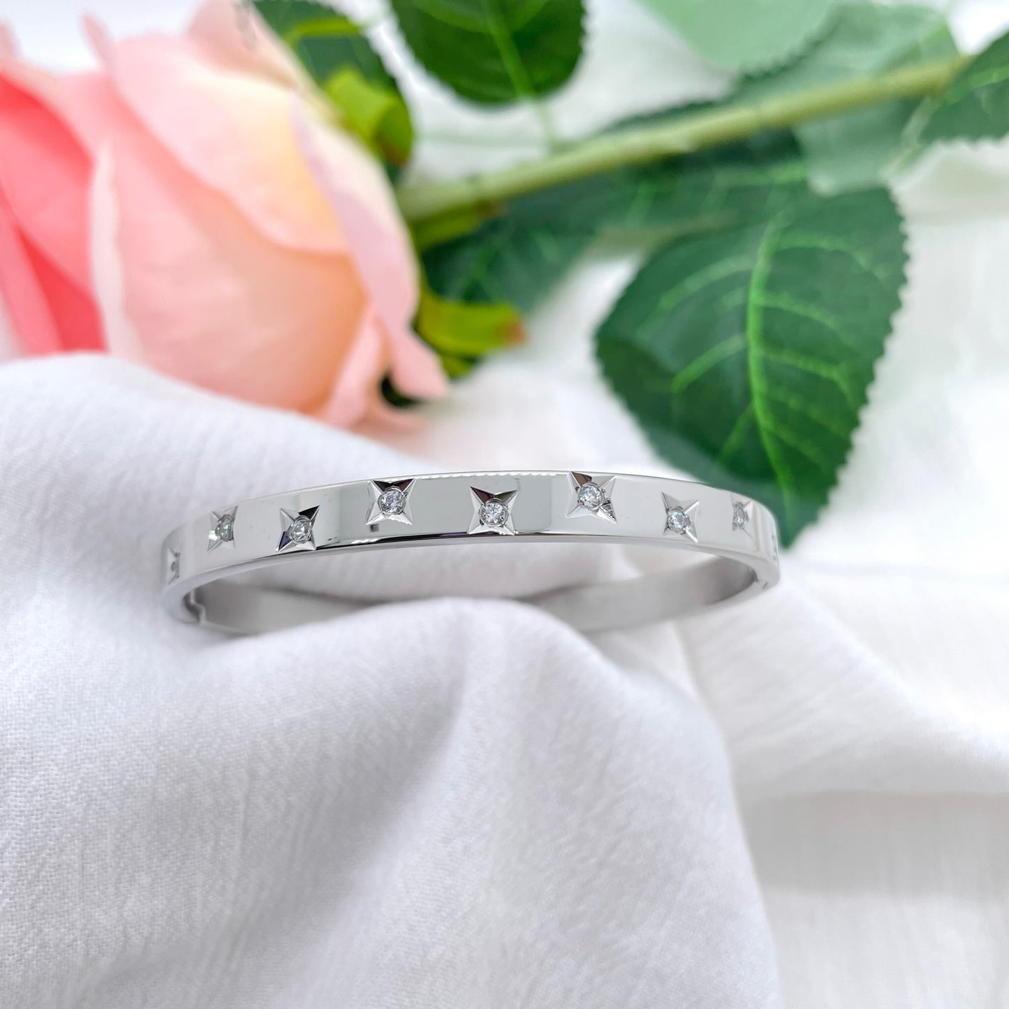 Bracelet jonc Galaxie argenté