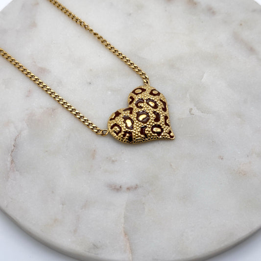 Collier Coeur léopard
