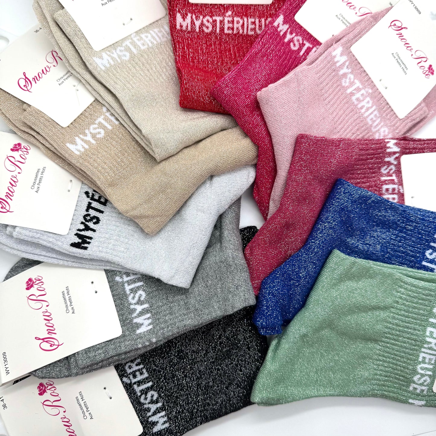 Chaussettes à Paillettes à Message " Mystérieuse "