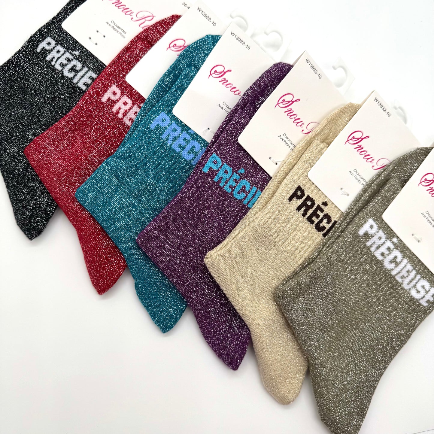 Chaussettes à Paillettes à Message "Précieuse"