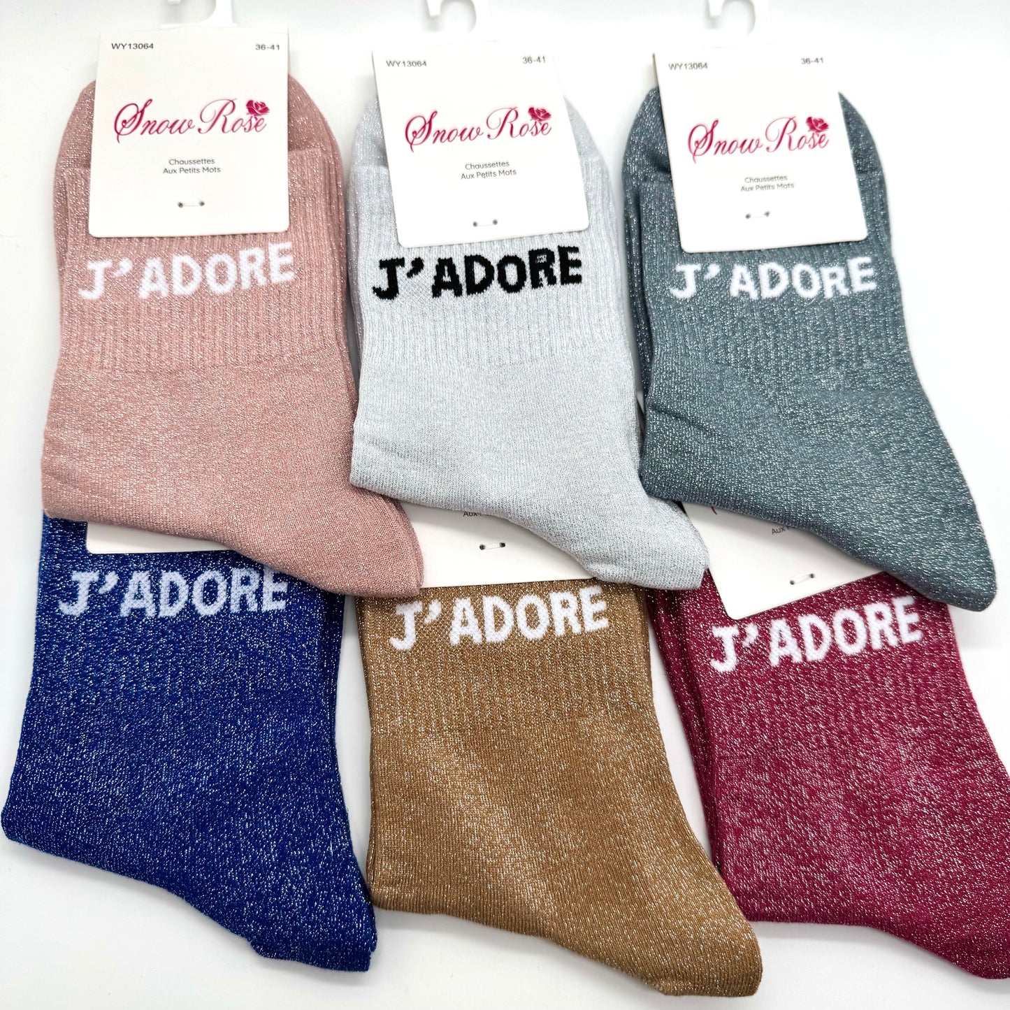 Chaussettes à Paillettes à Message "J'adore "
