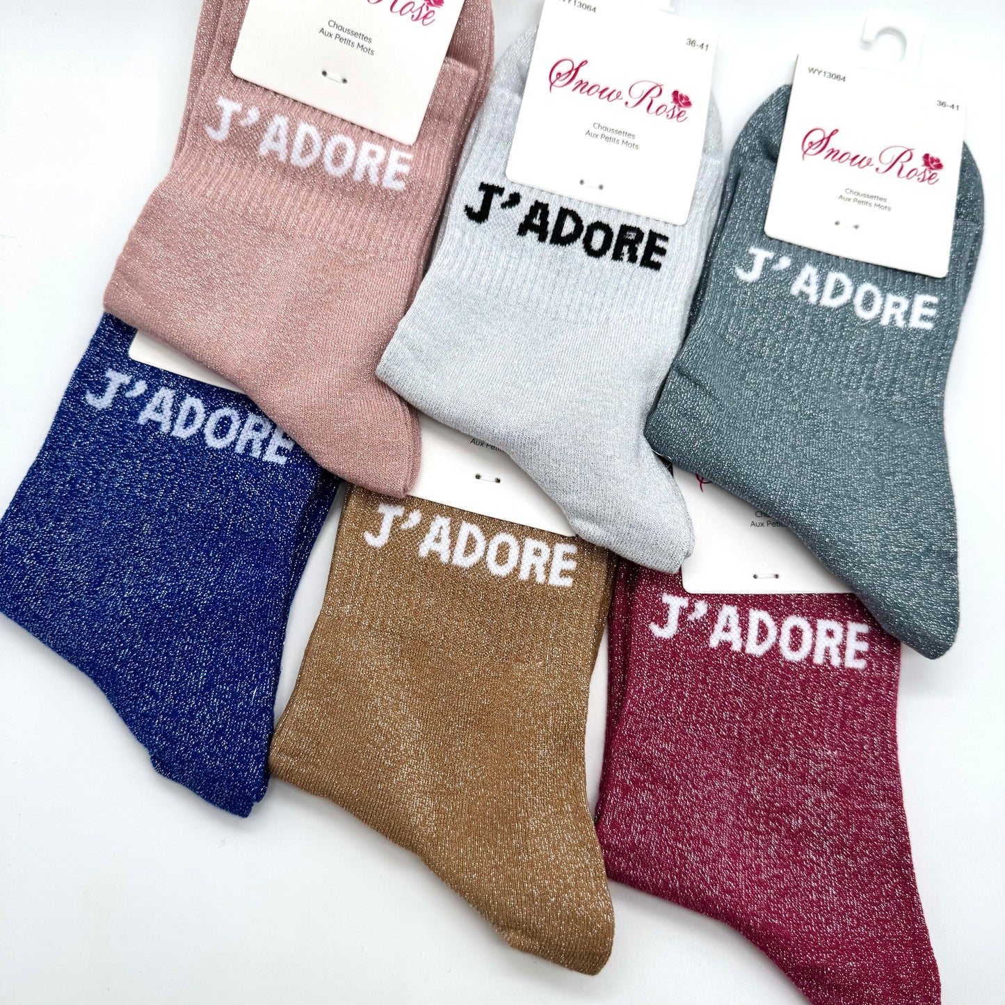 Chaussettes à Paillettes à Message "J'adore "