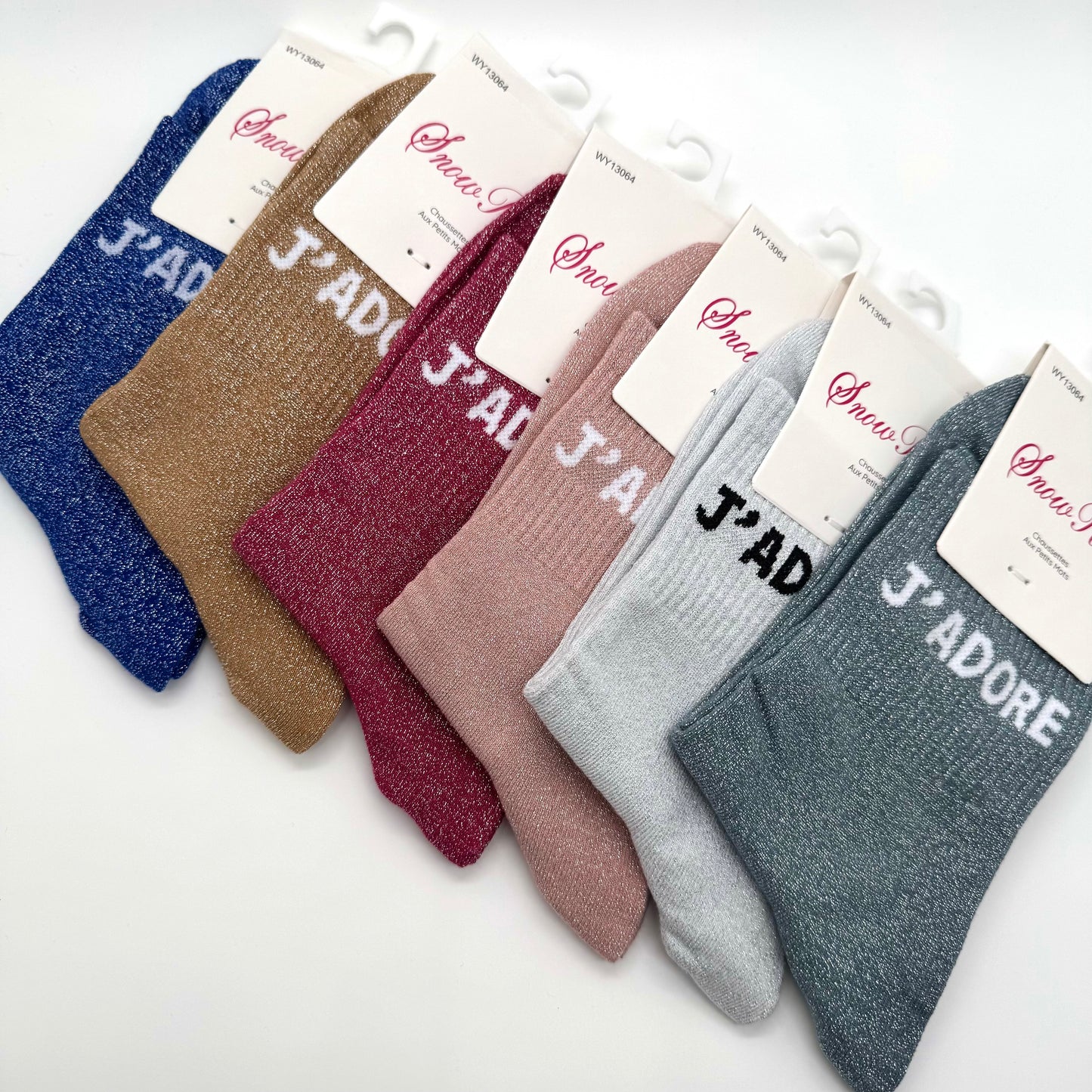 Chaussettes à Paillettes à Message "J'adore "