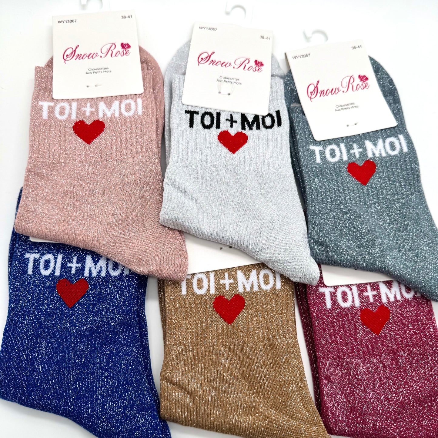 Chaussettes à Paillettes à Message "Toi+Moi ♥️ "