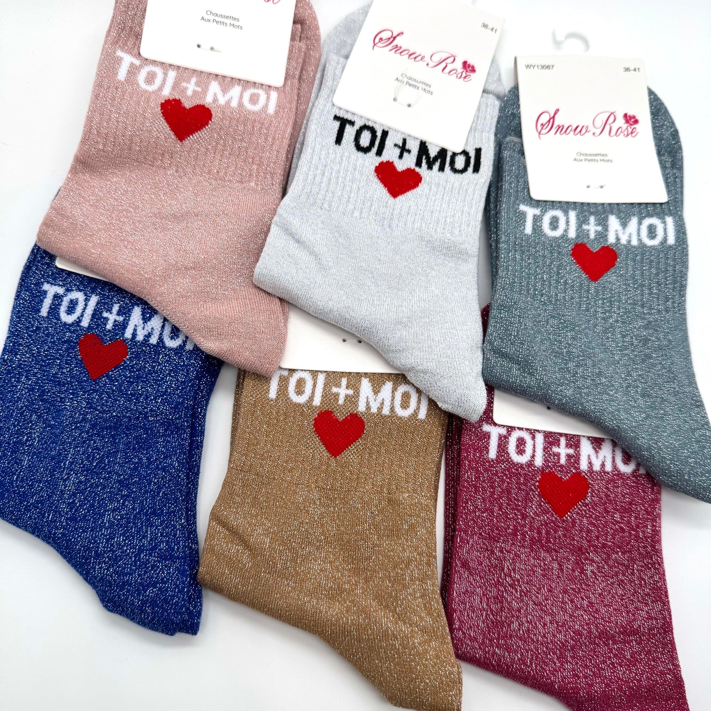 Chaussettes à Paillettes à Message "Toi+Moi ♥️ "
