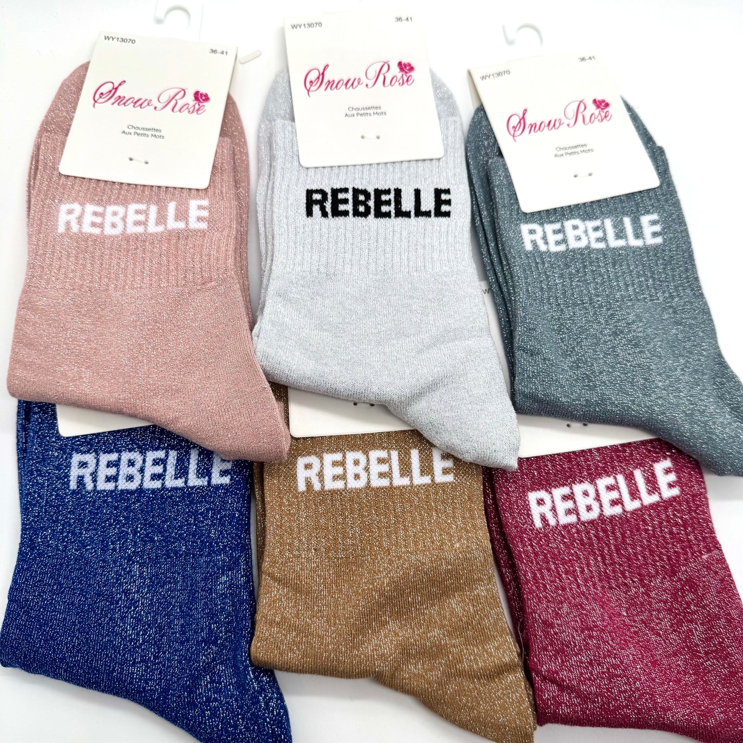 Chaussettes à Paillettes à Message " Rebelle "