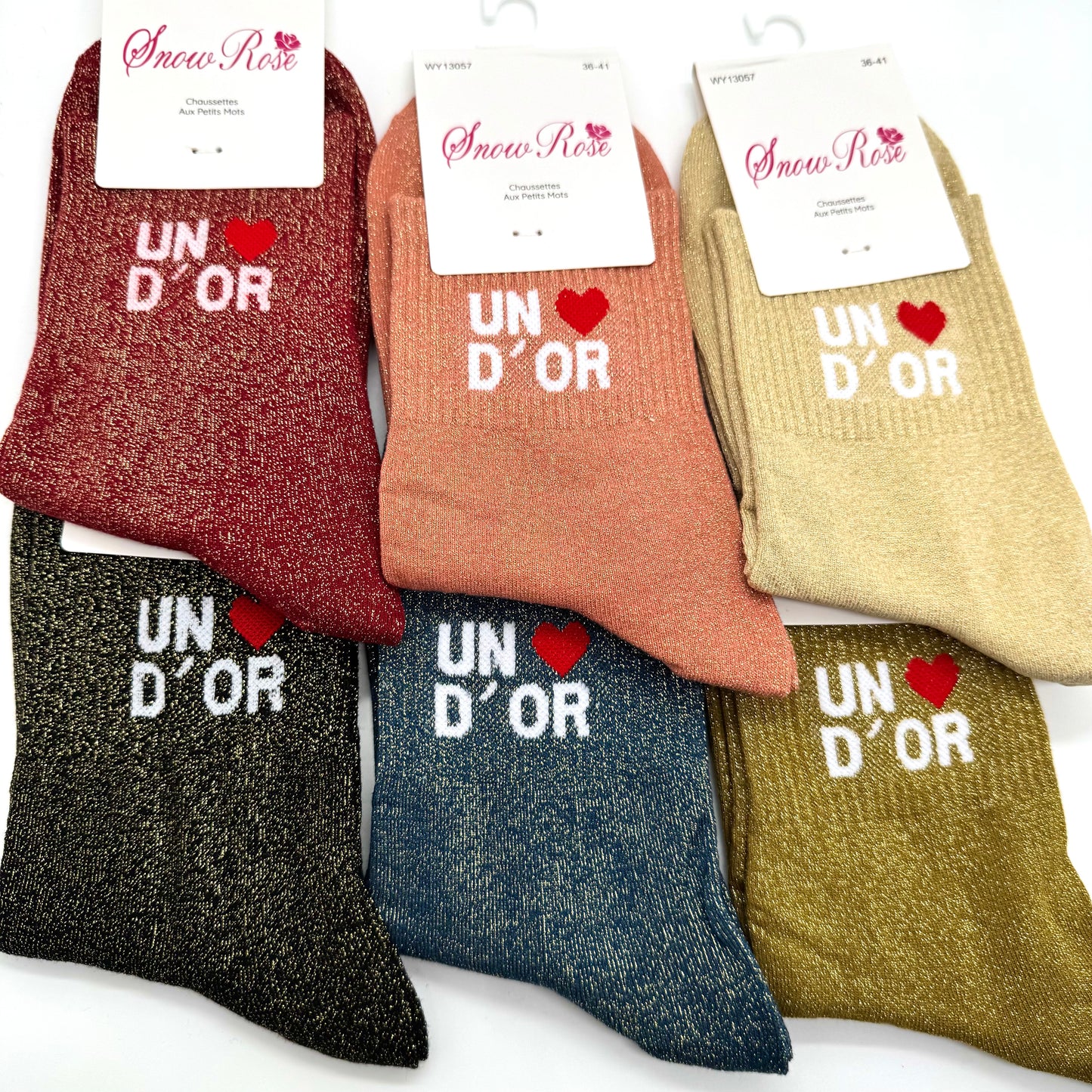 Chaussettes à Paillettes à Message " Un ♥️ d'or "