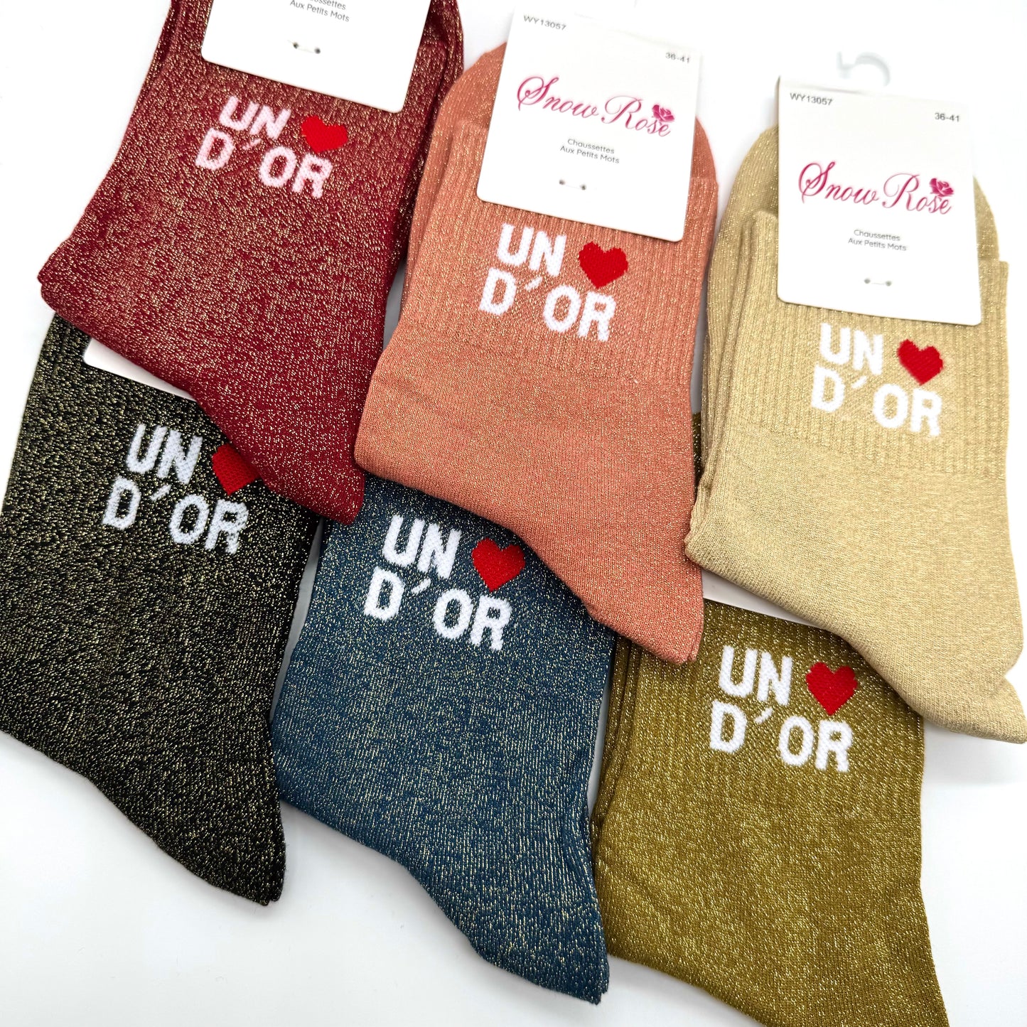 Chaussettes à Paillettes à Message " Un ♥️ d'or "