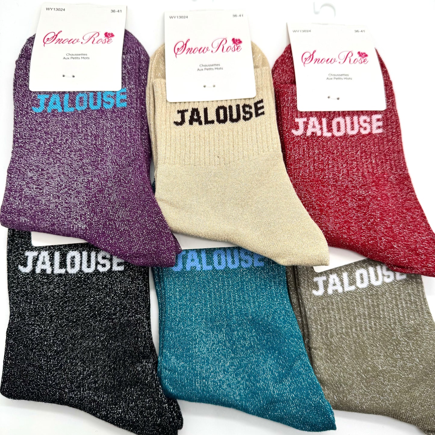 Chaussettes à Paillettes à Message " Jalouse "