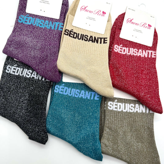 Chaussettes à Paillettes à Message " Epatante "