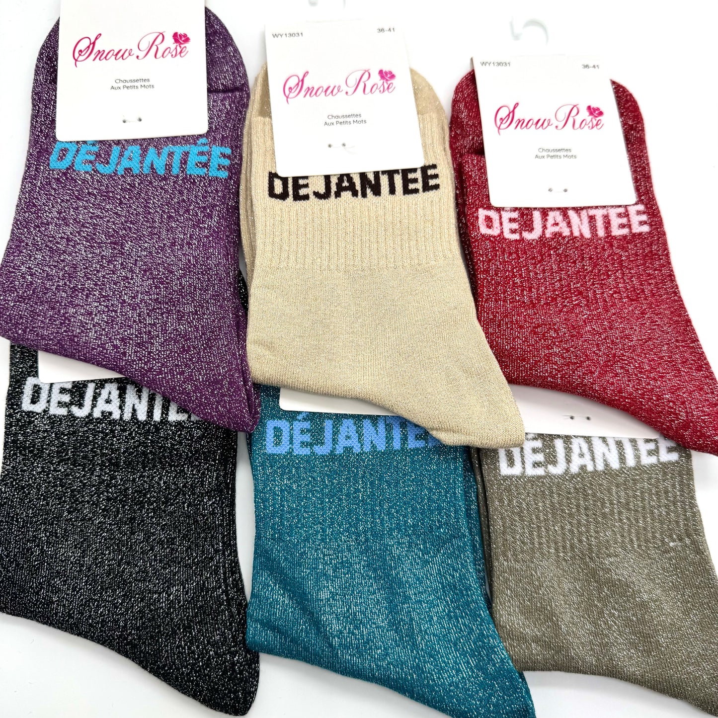 Chaussettes à Paillettes à Message " Déjantée "