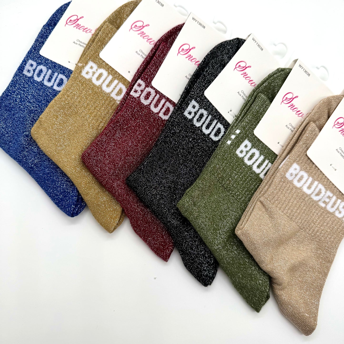 Chaussettes à Paillettes à Message " Boudeuse "
