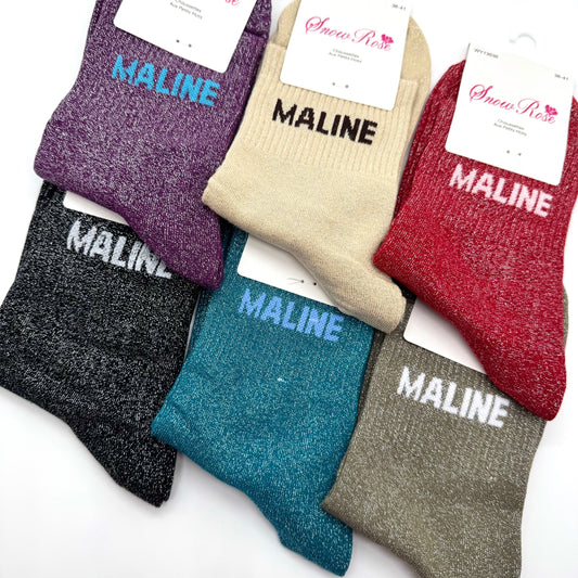 Chaussettes à Paillettes à Message " Maline "