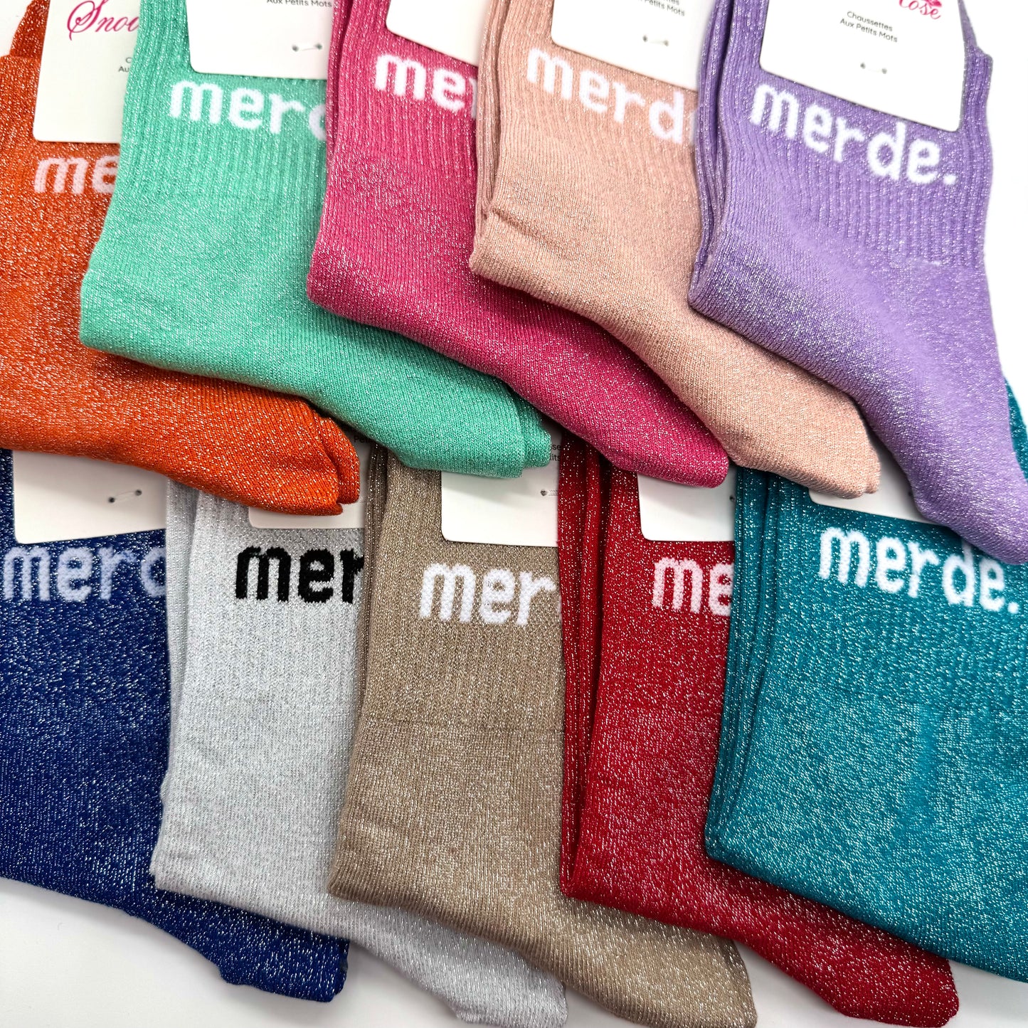 Chaussettes à Paillettes à Message " Merde. "