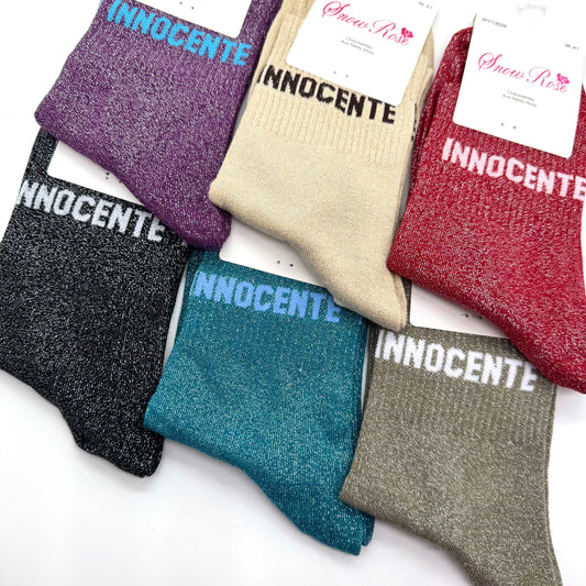 Chaussettes à Paillettes à Message " Innocente "