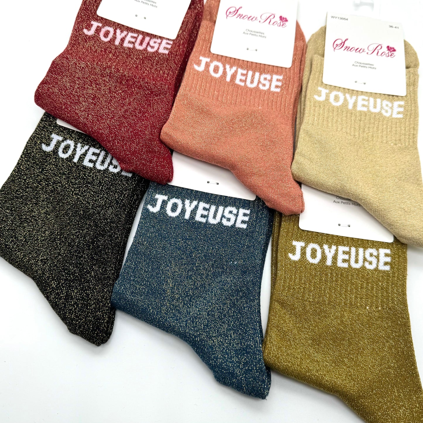 Chaussettes à Paillettes à Message " Joyeuse "