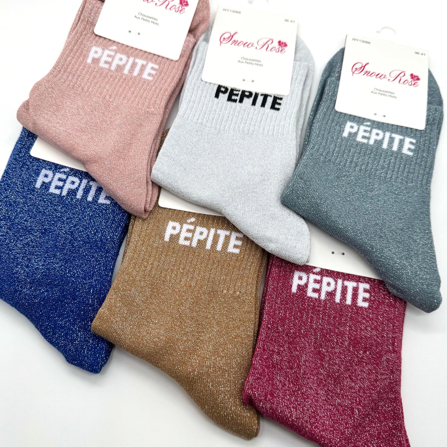 Chaussettes à Paillettes à Message " Pépite "