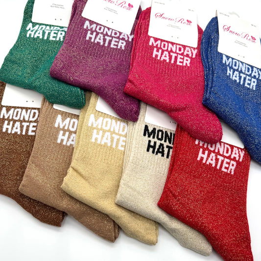 Chaussettes à Paillettes à Message " Monday Hater "
